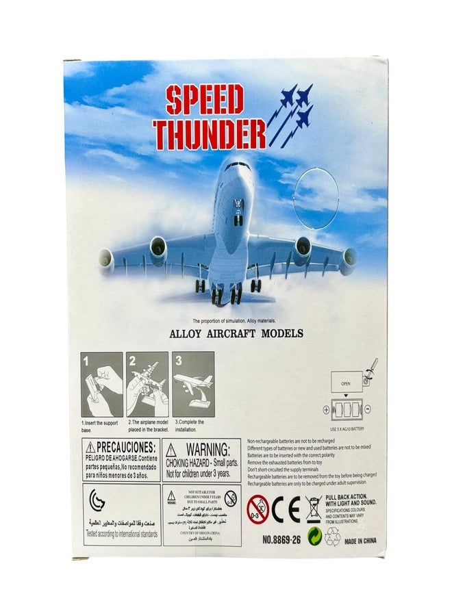 Breatoi ! 1:400 Scale Die-Cast Airliner - Pullback Toy Plane With Lights & Sounds | Premium Collectible Model, White - Image 5